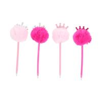 SAFIGLE 4 Pièces Ballpoint Pen Pack Fluffy Pom Pom Pens With Crown Top For Women Party Favors Stylish Cute Stationery
