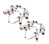 SAFIGLE 4 pièces Bandeaux Oreilles Chien Dalmatien Serre-tête Animal Rose Tacheté pour Cosplay Garçon Fille Accessoires Costume Fête Halloween Performances