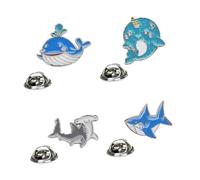 SAFIGLE 4 pièces Broche Cartoon Alliage de Zinc Broches Dauphin Requin Baleine Légères pour Accessoires Mode Garçon Fille