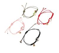 SAFIGLE 4 Pièces Chat Bracelet Corde Tressée Réglable Bracelet De Cheville Été Faits Main Maneki Neko Accessoire De Mode