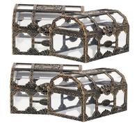 SAFIGLE 4 pièces Coffret Trésor Vintage Boîtes à Dragées Transparentes pour Mariage et Fête Boîte Cadeau Pirate pour Bonbons et Accessoires Miniatures