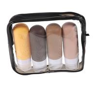 SAFIGLE 4 pièces Flacons de Voyage Silicone avec Sac de Rangement Noir Bouteilles Rechargeables pour Shampooing Lotion et Cosmétiques Anti-fuite et Compactes pour Déplacements