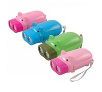 SAFIGLE 4 pièces Lampe Torche Garçon Fille Portable Main Pression Adorable Forme de Cochon Rechargeable pour Camping Urgence Couleur Aléatoire Couleur Aléatoire