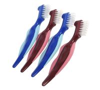 SAFIGLE 4 Pièces Nettoyage pour Prothèses Dentaires Lot Dents pour Appareils Orthodontiques Double Face pour Dentier Durable Rouges Bleues