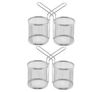 SAFIGLE 4 pièces Panier de Friture Inoxydable Panier Snack Maille Résistante pour Friteuse Support Pratique pour Frites et Ailes de Poulet Accessoire Cuisson Réutilisable et Filtre