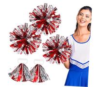 SAFIGLE 4 pièces Pompons de Cheerleading Métalliques et Accessoires Sport avec Anneaux Quatre Doigts Pompons PE pour Entraînement et Compétition