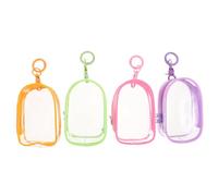 SAFIGLE 4 Pièces Sac de Rangement Transparent PVC pour Figurines avec Porte Clés Pochette de Transport Étanche et Compacte pour Affichage Clair Organisateur Portable pour Poupées Mini