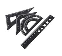 SAFIGLE 4 pièces Set de Règles Alliage Aluminium avec Équerre et Règle Droite pour Étudiants Architectes et Ingénieurs Outils Précis pour Dessin Géométrique et Mesures Scolaires