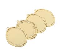 SAFIGLE 4 Pièces Supports Ovales Baroques Métal pour Pendentifs DIY Cadres avec Maintien de Perles pour Fabrication de Bijoux Accessoires Connecteurs de Chaîne Collier Finition Dorée