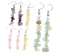 SAFIGLE 4paires Boucles Oreilles Pendantes Pour Femmes Quartz Rose Aventurine Verte Citrine Bijoux Raffinés Et Colorés Pour Occasions Spéciales Et Usage