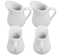 SAFIGLE 4pcs Mini Pichets à Crème en Céramique Blanche 80ml Bec Verseur Spécial Faciles à Utiliser pour Latte Art et Service de Beurre Chaud