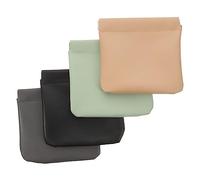 SAFIGLE 4pièces Lot de Pochettes Cosmétiques Cuir Synthétique PU Résistantes avec Fermeture Automatique sans Zip Petites Sacs De Rangement Portables pour Monnaie Maquillage Écouteurs Organ