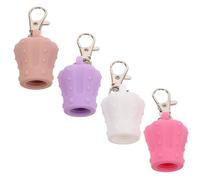 SAFIGLE 4pièces Porte-gloss à Avec Clip Porte-clés Pour Sac Et Porte-monnaie Couvercle De Remplacement Silicone Pour Brillant à