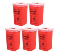 SAFIGLE 5 Conteneurs à Élimination de Lames avec Couvercle à Rabat - Boîte Portable Rouge pour Aiguilles, Déchets - Usage Domestique, Bureau, Salon de Coiffure