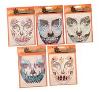 SAFIGLE 5 Ensembles Autocollants de Visage Gemmes de Bijoux pour Halloween Accessoires Festifs Éclatants et Réutilisables Parfaits pour Fêtes et Costumes