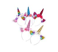 SAFIGLE 5 pièces Bandeau Garçon Fille Design Licorne Accessoires Cheveux Fleurs pour Fête et Cosplay Jaune Bleu Coloré Rose Rouge Rose