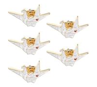 SAFIGLE 5 Pièces Broche en Alliage de Cœur Oiseau Blanc, Accessoire Léger et Élégant pour Costume, pour Anniversaire et Événements Formels