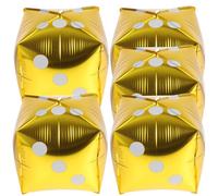 SAFIGLE 5 pièces Lot de Ballons Aluminium Dés Cube Doré Décoration Fête Poker Theme Backdrop Accessoires Jeux