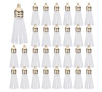 SAFIGLE 50 Pièces Pompons en Similicuir Blanc pour Paquet à Main, Porte-clés à Pompon et Pendentif Portable, Accessoires Polyvalents pour Bijoux, Bracelets et Décoration de Téléphone