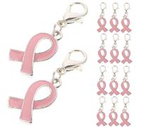 SAFIGLE 50Pièces Pendentifs Rose de Sensibilisation Au Sein Lot de Charmes Émail pour Bijoux DIY avec Fermoir à Homard Accessoires de Bricolage Créatifs