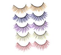 SAFIGLE 5pcs Faux Cils Créatifs en Fibre, Chic et Confortables, pour Soirées et Occasions, Faciles à Porter Retirer, Style Œil de Chat Couleur Aléatoire