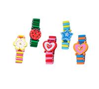 SAFIGLE 5pièces Montre Jouet pour Garçon Fille Bois Imitation Bois Cadeau pour Filles Et Garçons Design Simple Et Moderne