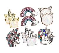 SAFIGLE 6 Paires Boucles D'oreilles à Clip Pour Garçon Fille Motifs Dessins Animés Décorations Oreilles