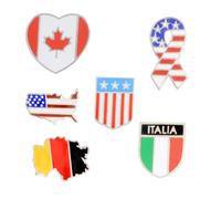 SAFIGLE 6 pièces Broches Émail Carte Du Monde Drapeaux Pays Costume Accessoires Décoration Chic pour Col de Chemise