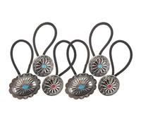 SAFIGLE 6 Pièces Élastiques à Cheveux Bohèmes Style Western en Alliage Imitation Turquoise, Forme Fleur de Citrouille, Confortables pour Activités Quotidiennes et Aventures en Plein Air