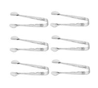 SAFIGLE 6 pièces Lot de Pinces à Glace Inox avec Motif Rose Mini Pinces à Sucre pour Buffet et Apéritifs Outil Polyvalent pour Service Dessert Café et Thé