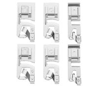 SAFIGLE 6 Pièces Pied Presseur à Roue Métallique, Pied de Machine à Coudre pour Ourlet, Kit 3mm 4mm 6mm, Métal Argenté, pour Tissus et Vêtements, Travaux de Couture Détaillés