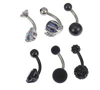 SAFIGLE 6 pièces Set de Piercings de Navel Acier Inoxydable avec Design Élégant et Anneaux de Ventres Sécurisés et Non Allergènes pour Femmes Idéaux pour Plage et Fêtes