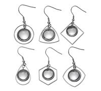 SAFIGLE 6paires Set De Accessoires De Bijoux Diy Plateaux Métalliques Pour Boucles Oreilles Base Acier Inoxydable Crochets Oreilles Robustes Pour Femmes Avec Patchs Verre