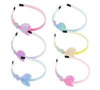 SAFIGLE 6pièces Lot de Bandeaux Cœur pour Filles Élastiques à Cheveux Colorés avec Dégradé Accessoires Cheveux Paillettes pour Garçon Fille