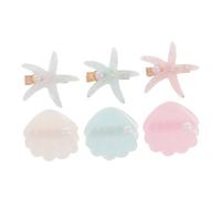 SAFIGLE 6pièces Set De Pinces à Cheveux Étoile De Mer Pour Filles Accessoires De Coiffure Mermaid Clips Décoratifs De Plage Pour Tenues Fun Et Festives