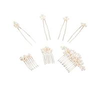 SAFIGLE 7Pièces Set de Accessoires Perles Peignes et Épingles à Élégants et Filles Décoration pour Événements Spéciaux