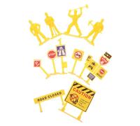 SAFIGLE 84 pièces Miniature Panneaux de Signalisation et Barrières de Chantier Jouets Miniatures pour Décoration de Gâteaux et Paysages Accessoires de Construction Compactes et Colorées
