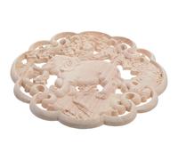 SAFIGLE Appliques Décoratives en Bois Sculpté Éléphant Rond 20X20 CM Décor Mural Vintage Non Peint Incrustations Rustiques pour Meubles Commodes et Armoires Décoration Maison