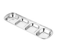 SAFIGLE Assiette à Sauce en Acier Inoxydable Mat 4 Compartiments, Bol à Trempette Multifonction pour Sauce Soja, Vaisselle Compacte et Légère pour Restaurant Cuisine Familiale