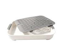 SAFIGLE Bac à Litière pour Lapin et Hamster en PP Blanc Fond Plat et Barrière Haute, Toilettes Fixes Anti-éclaboussures pour Petits Rongeurs en Cage