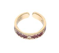 SAFIGLE Bague Femme Réglable Rouge Émail Avec Zircon Scintillant Bague Ouverte Style Chinois Contemporain Anneau Stackable Pour Mariage Et Usage Quotidien