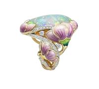 SAFIGLE Bague Fleurie En Pierre D'opale Moulée Colorée, Taille 11, Matériau Solide, Pour Femme, Mariage Et Vie Quotidienne, Accessoire Bijou