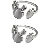 SAFIGLE Bague Lapin et Carotte en Pierre de Lune Bague Ouverte Réglable Bijoux Femme Créatifs pour Fête et Usage Quotidien Lot de 2 Délicates et Légères