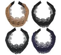 SAFIGLE Bandeaux Larges pour Femmes 4 Pièces en Tissu Élastique Antidérapant, Accessoires Cheveux Couleur Noire, Bleu Foncé, Marron et Vert Foncé, pour Couvrir Cheveux Blancs et Usage