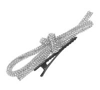 SAFIGLE Barrette Nœud avec Pince Cheveux Femme Chic Maintien Sûr pour Cheveux Longs et Courts Accessoire Élégant Couleur Argentée