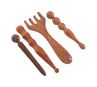 SAFIGLE Bâton De Massage En Bois Gua Sha 4 Pièces Outil D'auto-massage Dorsal Et Facial Instrument De Raclage Traditionnel Thaï Format Portable Pour Relaxation Musculaire Corporelle