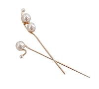 SAFIGLE Bâtonnets à Cheveux Or Perles Élégantes en Alliage de Zinc et Abs 2pcs Faciles à Fixer, pour Chignon en Vie Quotidienne ou Banquet