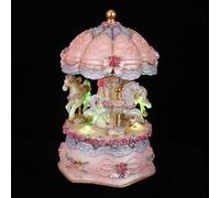 SAFIGLE Boîte à Musique Carrousel Rotative Vintage à 3 Chevaux avec Lumières LED Multicolores Changeantes Présent pour Filles Décoration Lumineuse pour Chambre D’Garçon et Filles sans