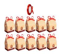 SAFIGLE Boîte de Bonbons de Noël en Papier 24 Pièces Ruban Rouge Contenant à Bonbons Vintage pour Présents Festifs Coffret Emballage pour Desserts et Friandises de Fête