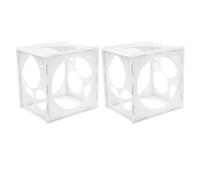 SAFIGLE Boîte de Calibrage de Ballons 11 Trous Lot de 2 Plastique Robuste Blanc Cube de Mesure Précis pour Décoration Fête Anniversaire et Mariage Outil de Mesure Ballon Polyvalent